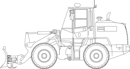 Naklejka premium Dozer is a type of heavy equipment used for construction. Dozers are used to push, dig or pull materials such as sand, soil, rocks and others. Dozer illustration.