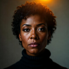 Portrait of a confident black woman with short curly hair
