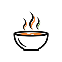 Hot Orange Soup in White Bowl Steam Rising image