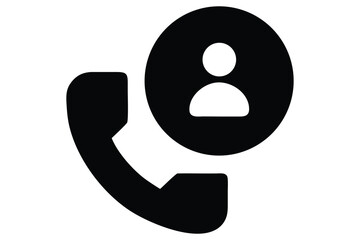 Contact icon with person silhouette illustrating phone communication and support