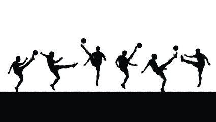 Obraz premium Dynamic Silhouettes of Soccer Players in Action A Collection of Striking Poses