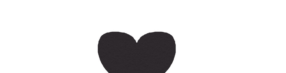 Black heart shaped paper on transparent background. Collage composition with rough texture of paper. Scalloped edges. Love and romance. Lovely halftone color.