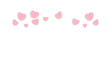 Pink heart shaped paper on transparent background. Collage composition with rough texture of paper. Scalloped edges. Love and romance. Lovely halftone color.