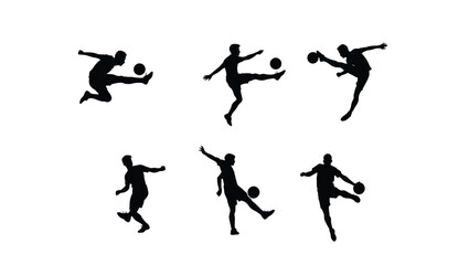 Dynamic Soccer Player Silhouettes Action Poses for Design Projects