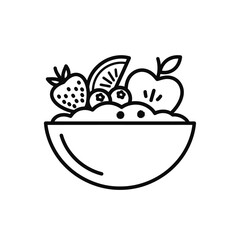 Line Art Bowl of Fruit Strawberry Apple Orange Blueberries 1