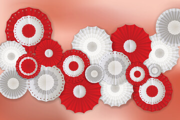 Red and white decoration background for Indonesian Independence Day greetings