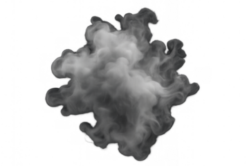 Billowing grey smoke curling elegantly, drifting softly against transparent backdrop, adding dynamic visual texture to design projects
