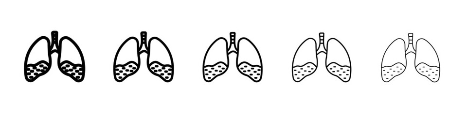 Asthma icon thin outline logo mark set