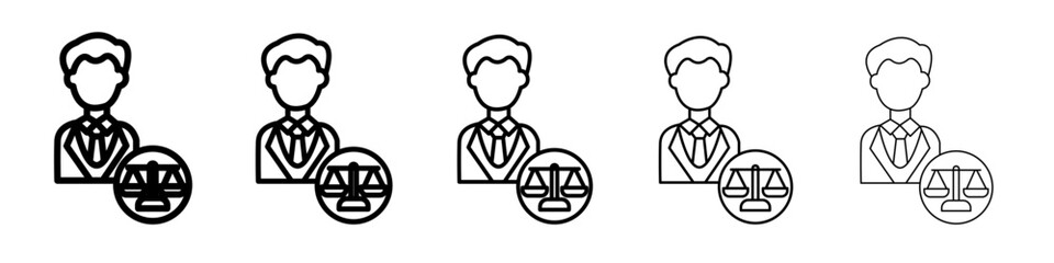 Obraz premium Attorney in law icon thin outline logo mark set