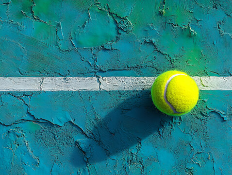 Three bright yellow tennis balls rest on a green court, ready for play