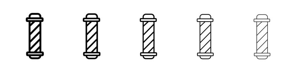 barber pole icon thin outline logo mark set