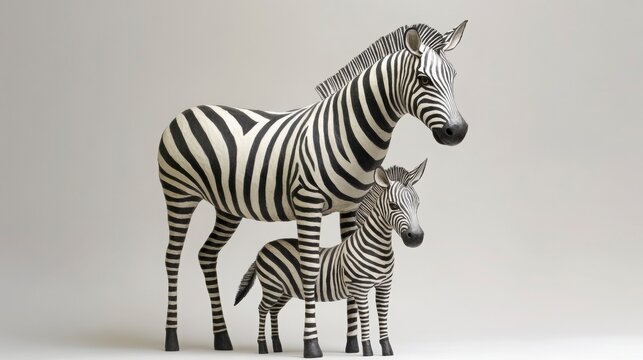 Zebra mother and baby standing together, protective pose - Powered by Adobe