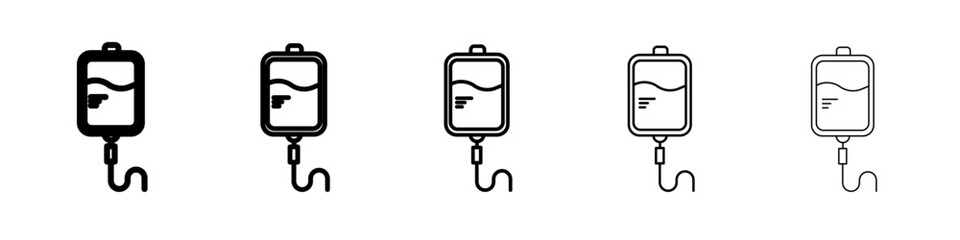 blood bag icon thin outline logo mark set