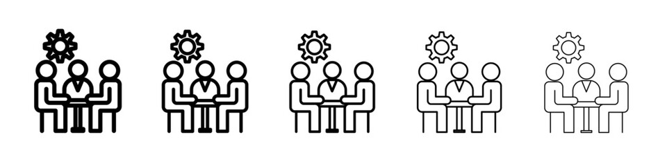 Business meeting icon thin outline logo mark set