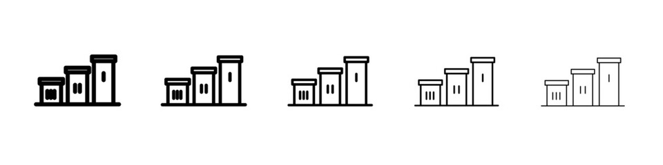 champion podium icon thin outline logo mark set