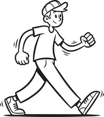 Young man wearing a cap happily walking