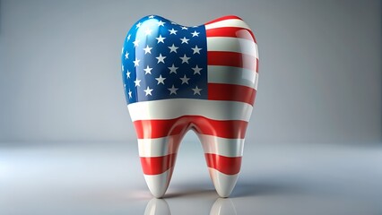 American flag tooth 3d render for dental healthcare