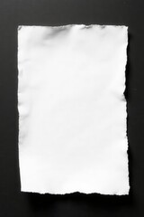 Obraz premium White ragged paper tear against black backdrop, shredded, graphic