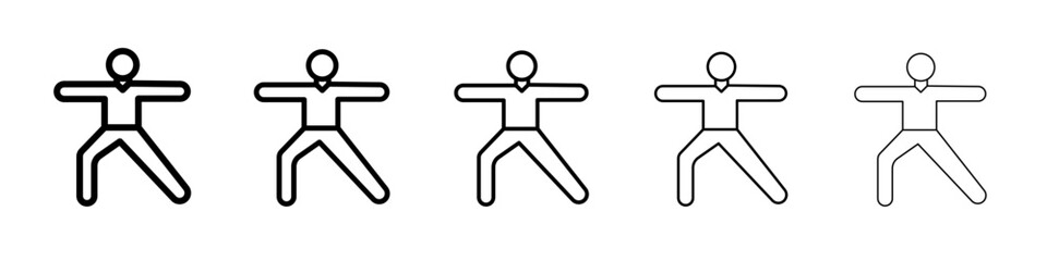 Fitness exercise icon thin outline logo mark set