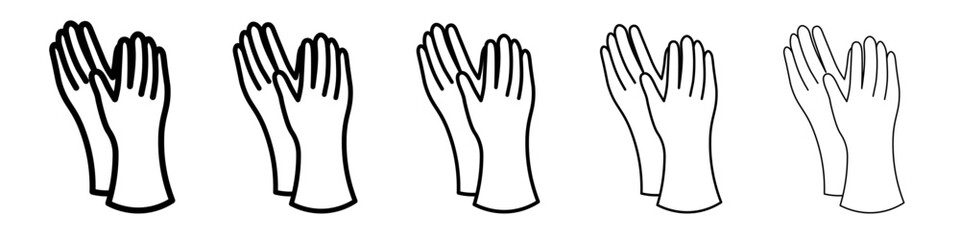 Garden gloves icon thin outline logo mark set
