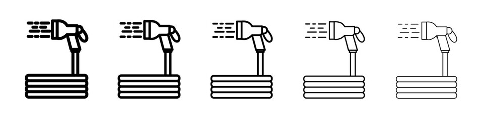 garden hose icon thin outline logo mark set