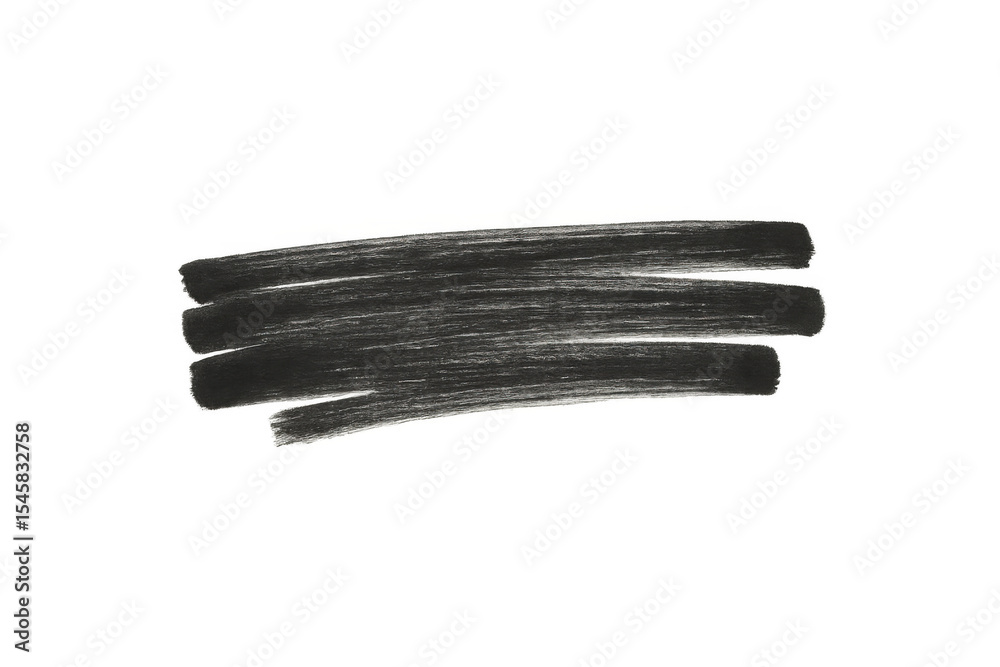 Poster black paintbrush stroke creating abstract graphic element with artistic texture against transparent 