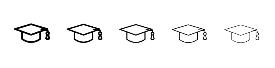 Graduation icon thin outline logo mark set