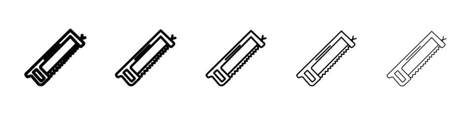 hacksaw icon thin outline logo mark set