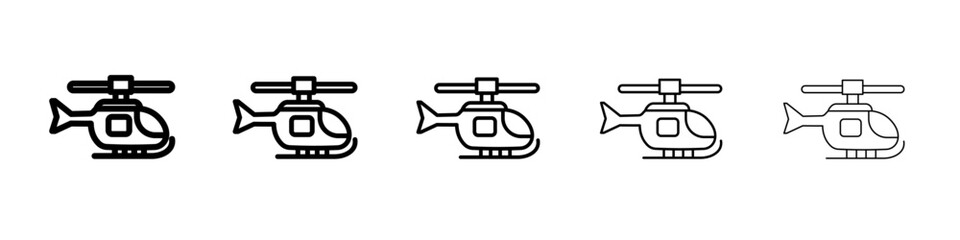 Helicopter icon thin outline logo mark set
