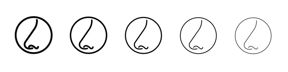 Human nose icon thin outline logo mark set