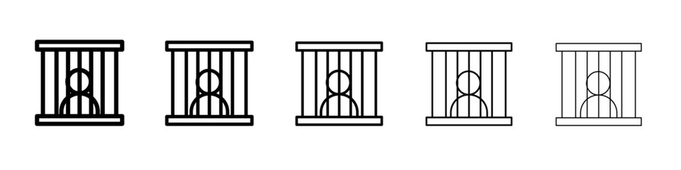 jail criminal prisioner icon thin outline logo mark set