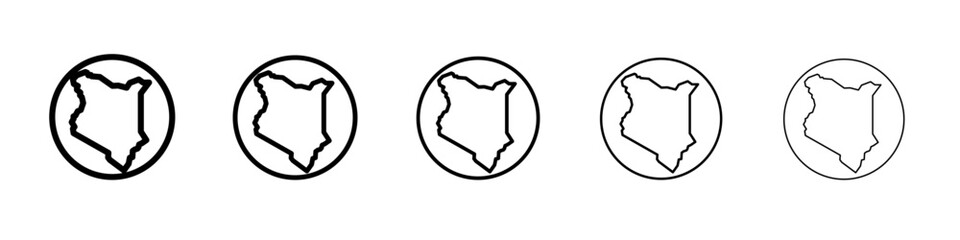 Kenya map icon thin outline logo mark set