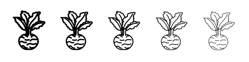kohlrabi icon thin outline logo mark set