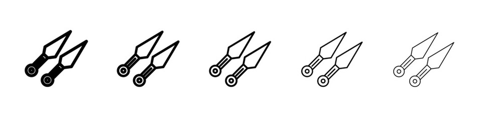Kunai icon thin outline logo mark set