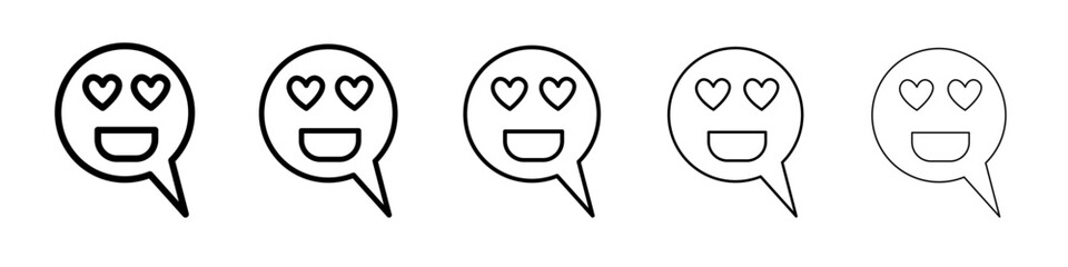 Lady Love Smiley Message icon thin outline logo mark set