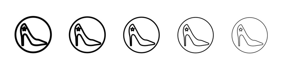 leather shoes heel icon thin outline logo mark set
