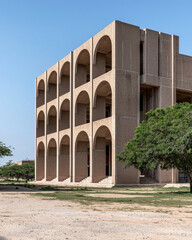 Fototapeta premium school where architecture is puzzle of living geometry, showcasing unique design and structure