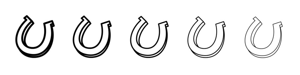 lucky horseshoe icon thin outline logo mark set