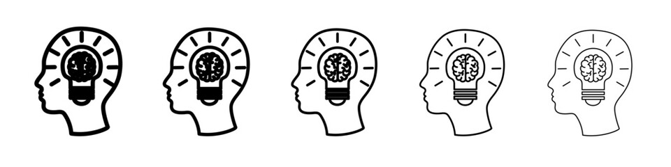 Mind awareness icon thin outline logo mark set