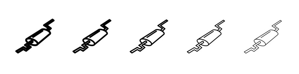 Muffler icon thin outline logo mark set