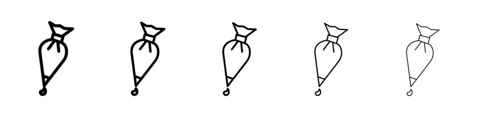 Pastry bag icon thin outline logo mark set