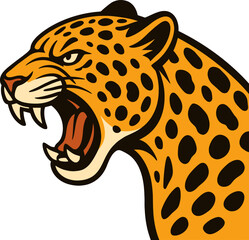 Roaring jaguar head mascot flat vector illustration
