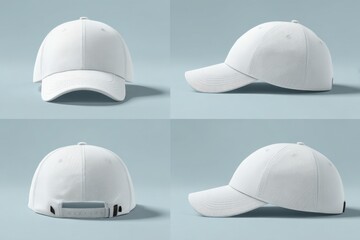 White Baseball Cap Mockup on Grey Background