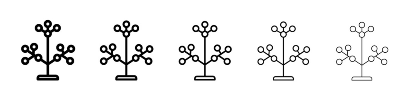 Phylogenetic tree icon thin outline logo mark set