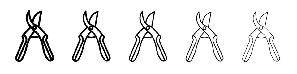 pruner icon thin outline logo mark set