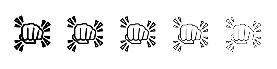 Obraz premium punch fist hand icon thin outline logo mark set
