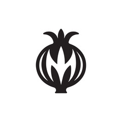 Minimalist Black and White Stylized Flower Logo with Geometric Stem