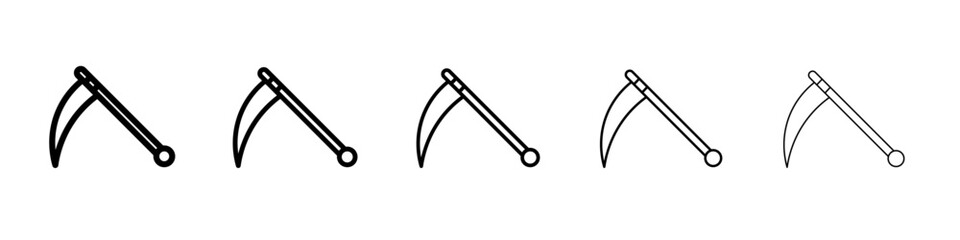 Scythe icon thin outline logo mark set