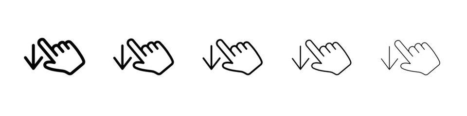 Scroll down icon thin outline logo mark set