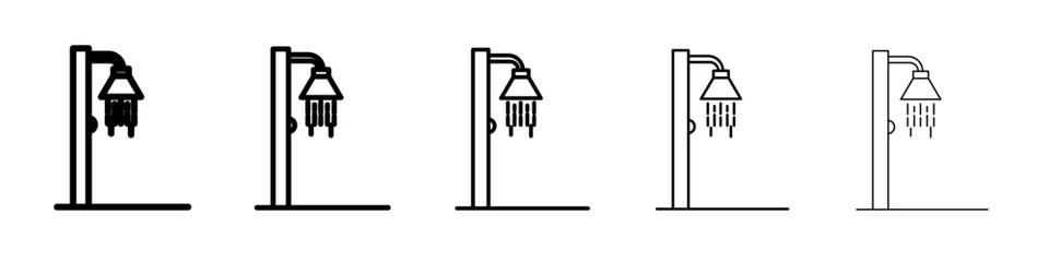 Shower icon thin outline logo mark set